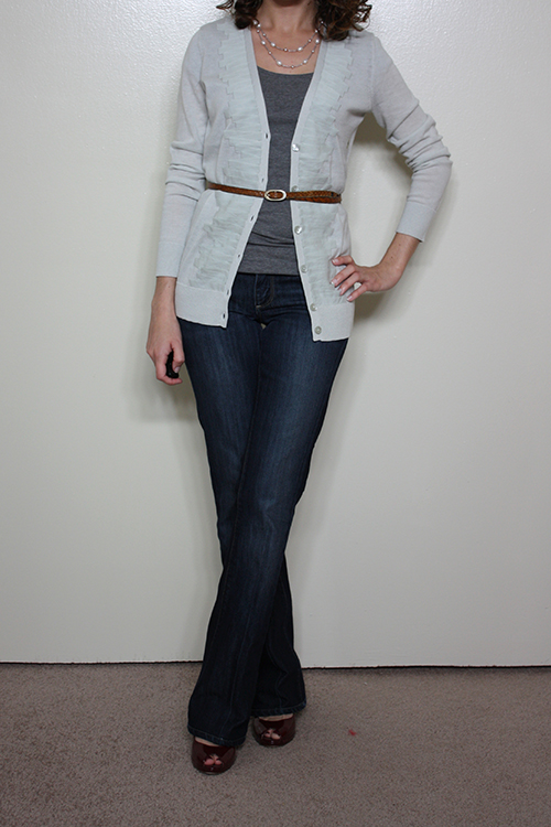 Petite Outfit: LOFT Sweater, Vintage Belt, and Squeaky Shoes…